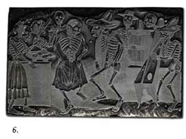 6. Printing plate - “Gran Fandango las Calaveras” - Lead engraving (ca. 1910) - Artist: Attributed to JG Posada