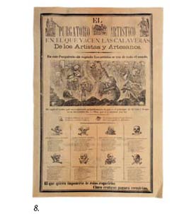 8. Doublesheet broadside - “El Pugatorio Artistico” - Lead engraving (no date) - Mexico: Antonio Vanegas Arroyo - Artist: Attributed to JG Posada